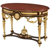 Luxury Solid Teak Wood Hand Carving Oval Console Table